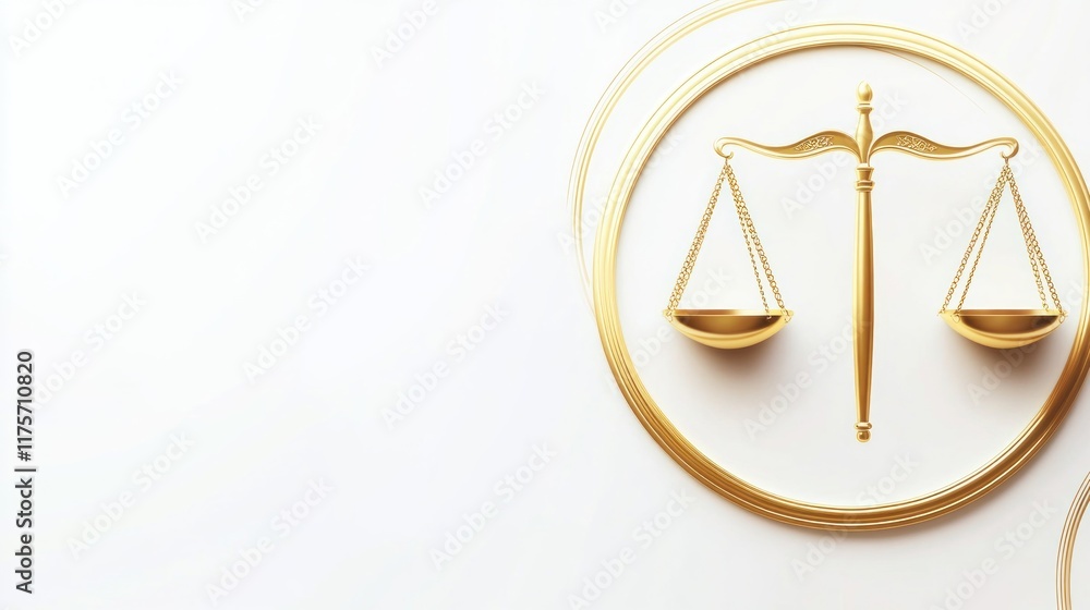 Golden scales of justice symbol on white background.
