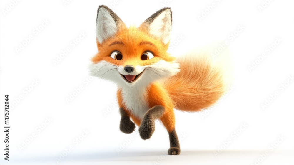 Obraz premium Happy cartoon fox running.