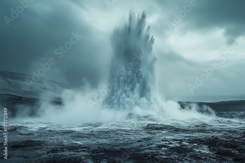 Wallpaper Mural Majestic Geyser Erupts In Dramatic Icelandic Landscape Torontodigital.ca