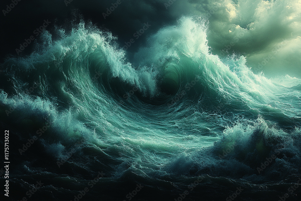 Immense Ocean Waves Crashing Under Dark Skies Immense Ocean Waves Crashing Under Dark Skies