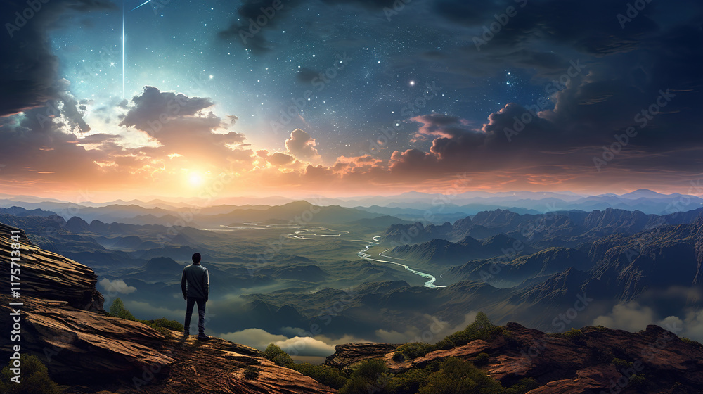 Fototapeta premium Awe-Inspiring Mountain Sunset Landscape
