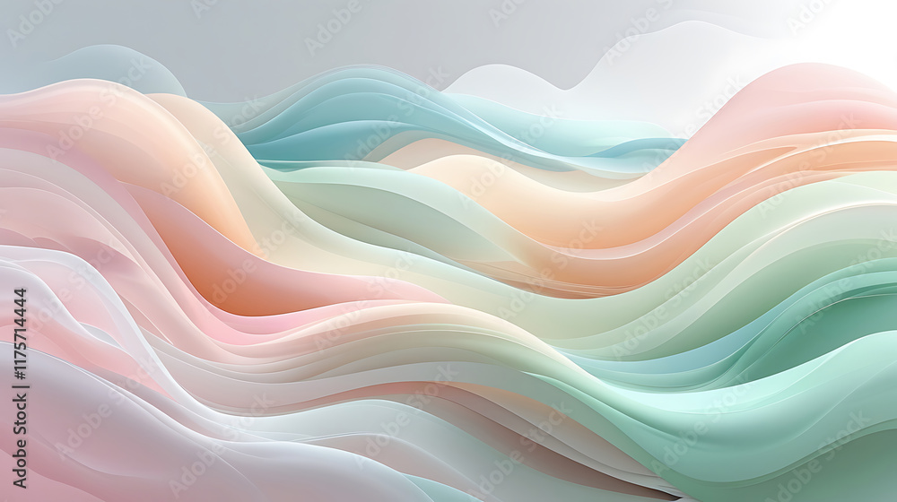 Fototapeta premium Dreamy Pastel Abstract Illustration Soft Gradients in Pale Pink and Blue