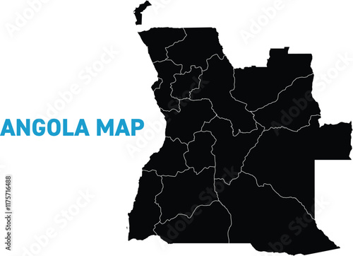 High detailed map of Angola. Outline map of Angola. Africa