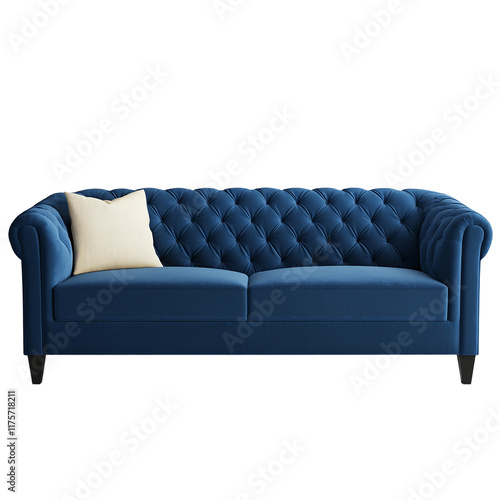 a blue couch against a transparent background, PNG image, PNG file, Generative art.