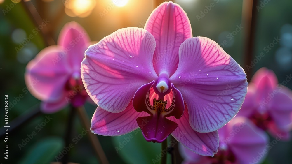 Close-Up of a Vibrant Pink Orchid Flower With Droplets
Close-Up of a Vibrant Pink Orchid Flower With Droplets