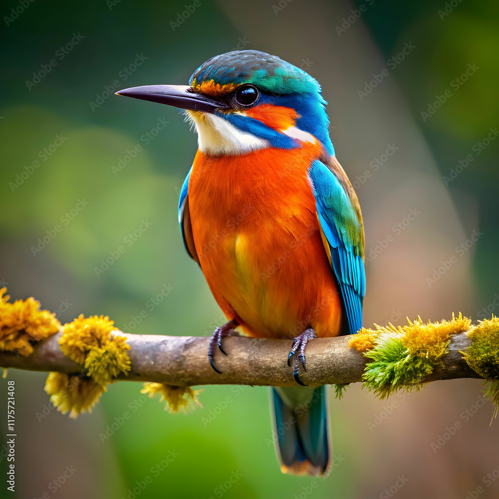Fototapeta premium Beautiful wild bird perched on a branch in nature