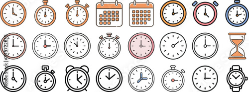 Time Management Icons for Productivity, Scheduling and Time Tracking.