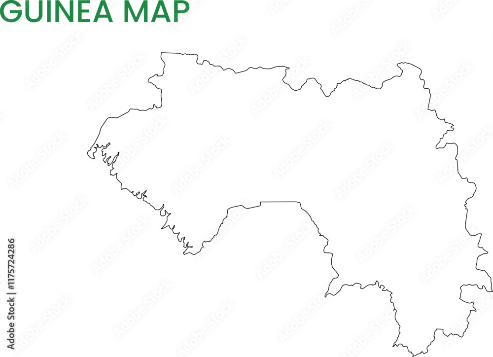 High detailed map of Guinea. Outline map of Guinea. Africa High detailed map of Guinea. Outline map of Guinea. Africa