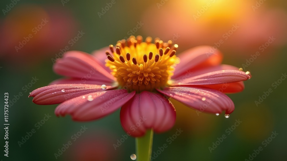 Close-Up of Red Flower With Dewdrops in Gentle Natural Light
Close-Up of Red Flower With Dewdrops in Gentle Natural Light
