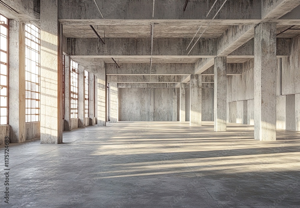 empty concrete open space interior with sunlight empty concrete open space interior with sunlight