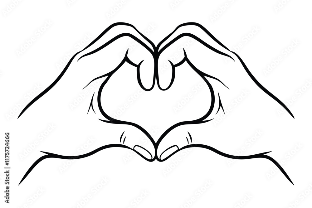 Fototapeta premium Two hands make a love sign vector illustration1.eps