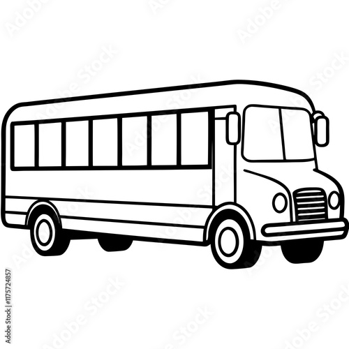 Vintage School Bus in Simple Vector Style