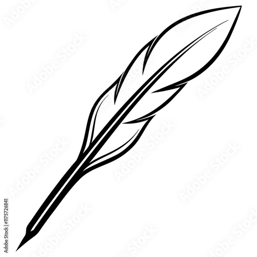 Vintage Writing Quill in Minimalist Style