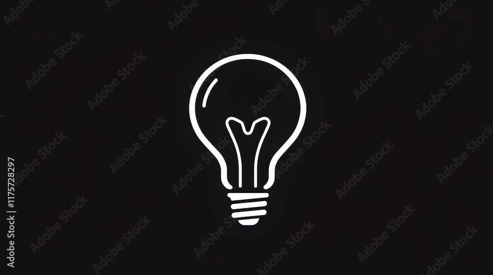 Light Bulb Icon on Black Background , Modern Symbol of Creativity and Innovation Light Bulb Icon on Black Background , Modern Symbol of Creativity and Innovation