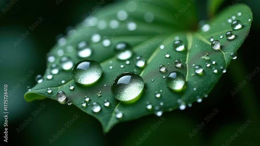 Green Leaf With Fresh Dew Drops Highlighted in Natural Light
Green Leaf With Fresh Dew Drops Highlighted in Natural Light