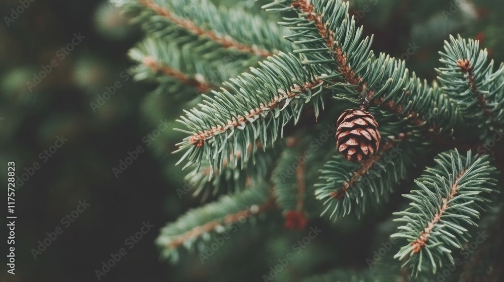 Close-up of pine tree branch with cone. Close-up of pine tree branch with cone.