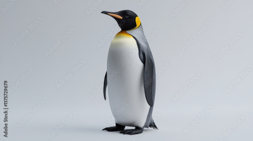 Fototapeta premium King penguin standing on white background.