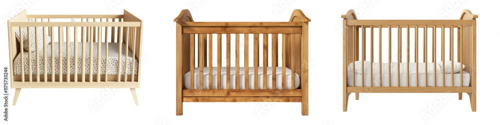 Crib isolated on transparent background, Set of