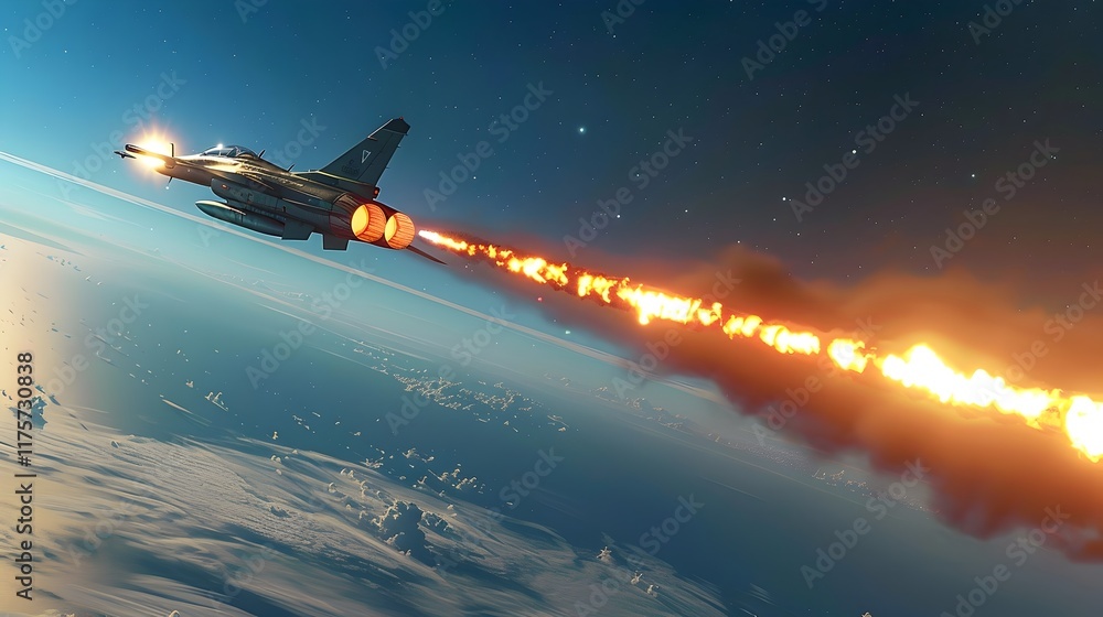 Powerful Fighter Jet Unleashing Lethal Missile Barrage in Dramatic Aerial Engagement Powerful Fighter Jet Unleashing Lethal Missile Barrage in Dramatic Aerial Engagement