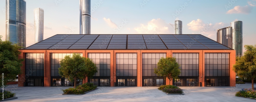 Fototapeta premium Sustainable business development in a corporate district urban environment photorealistic rendering