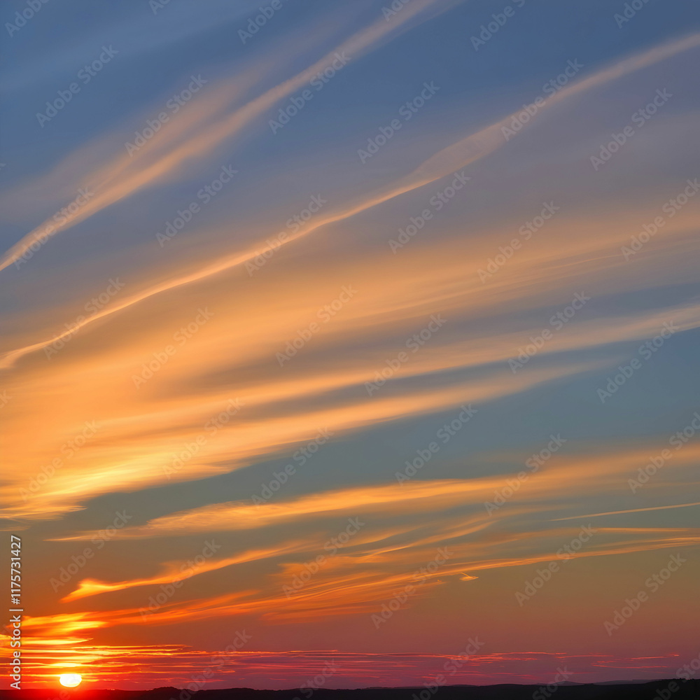Fototapeta premium Vibrant sunset with warm golden hues of orang colour