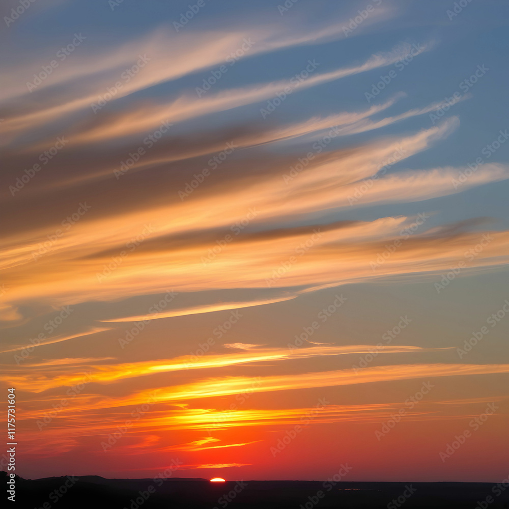 Naklejka premium Vibrant sunset with warm golden hues of orang colour