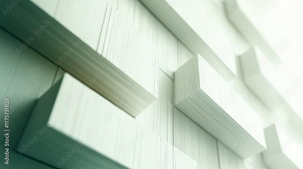 Fototapeta premium Textured White Wall With Geometric Shapes Creating Depth and Dimension in Modern Interior Design