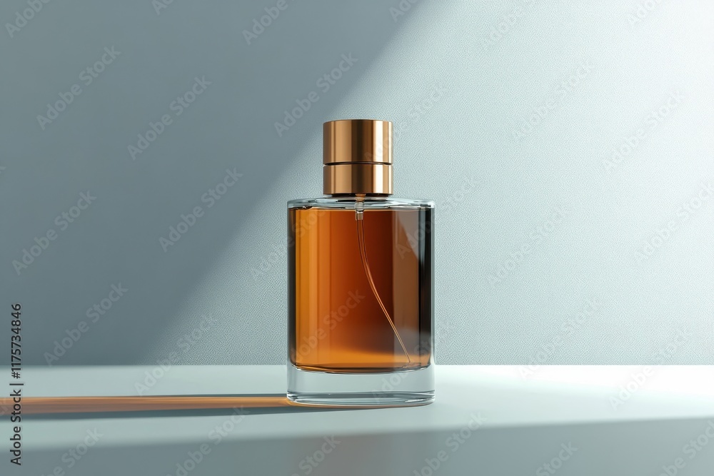 An image of a bottle of cologne on a blue background