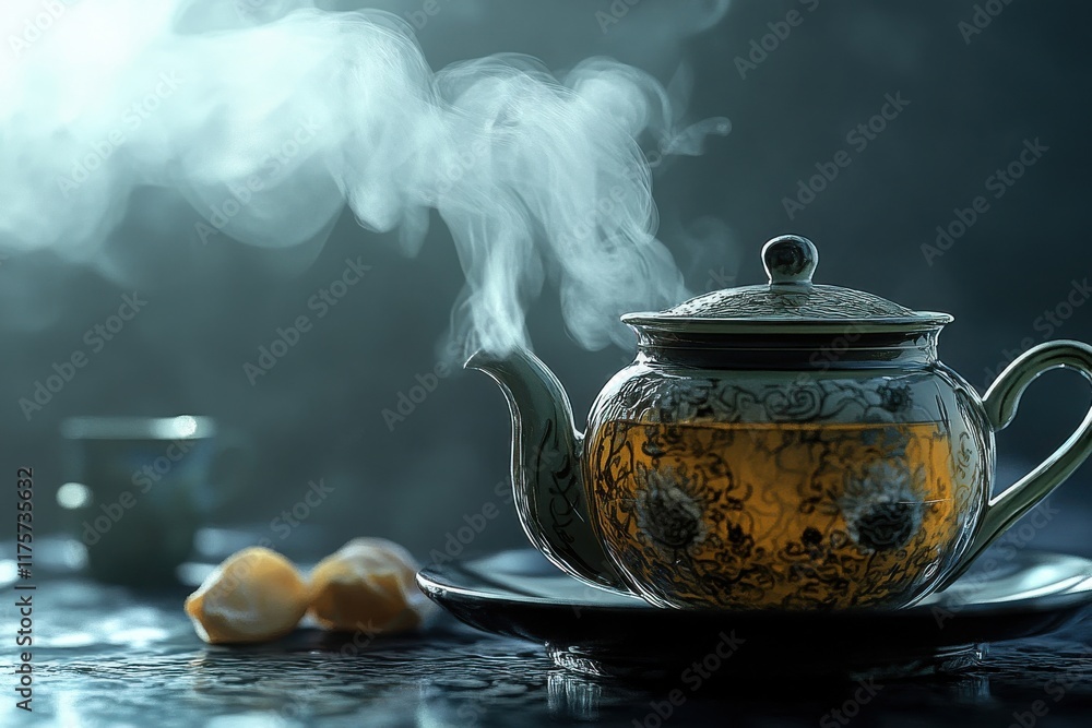 Oolong tea in an elegant painted teapot will help you have a heartfelt conversation with friends