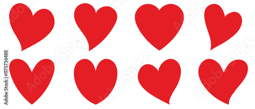 Red heart icons set vector. Valentine red heart icon. Heart shape Isolated on white background.