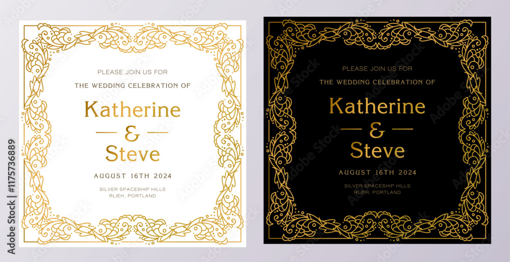 Fototapeta premium Frame for invitation in modern vintage style. Frame template for cards, posters, banners