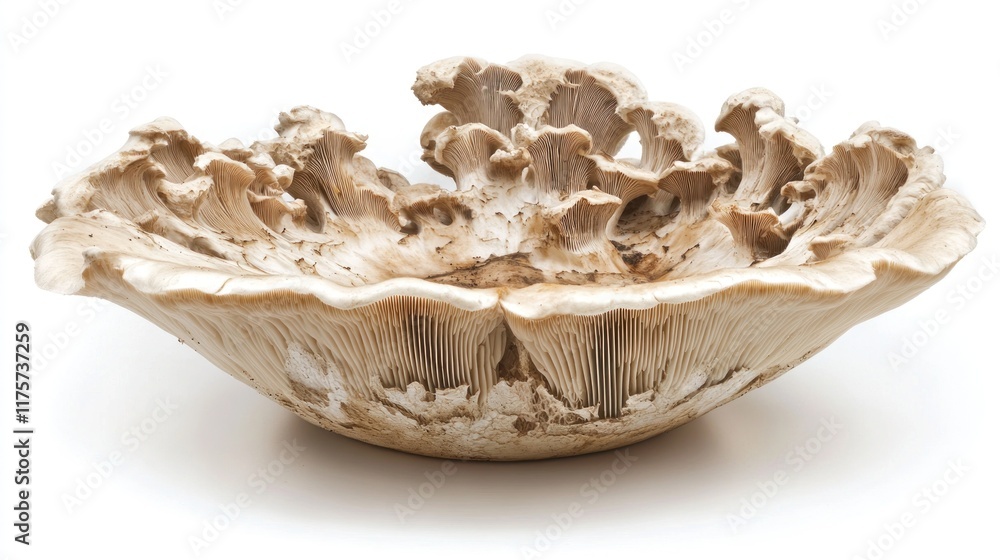 Large beige mushroom isolated on white background. Large beige mushroom isolated on white background.