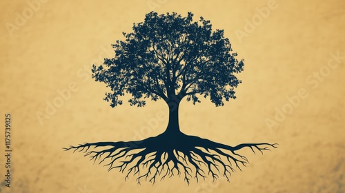 Tree logo with roots forming a strong foundation