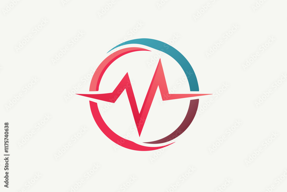 Vivid colors symbolize a heartbeat within a circular design, representing vitality and health, Abstract representation of a heart and pet in negative space Vivid colors symbolize a heartbeat within a circular design, representing vitality and health, Abstract representation of a heart and pet in negative space