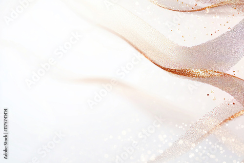 Golden Christmas abstract background with flowing ribbon design and smooth wave-like patterns,Generated By Ai photo