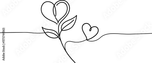 Wallpaper Mural Hand-drawn hearts, floral doodles, black and white sketch, whimsical line art botanical heart designs, minimalist love symbols Torontodigital.ca