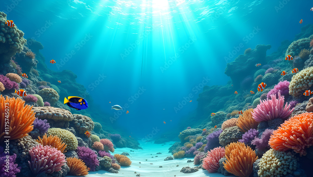 Naklejka premium Sunlit Symphony of Oceanic Colors