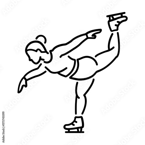 A woman doing ice skating icon in line style 