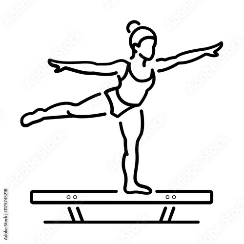 A woman balancing on a board icon in line style 