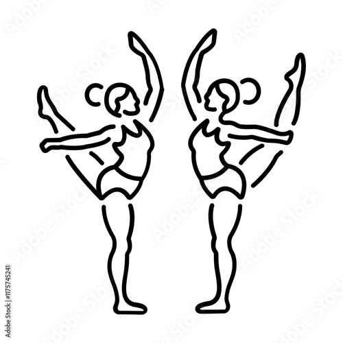 A line icon of gymnastic women 