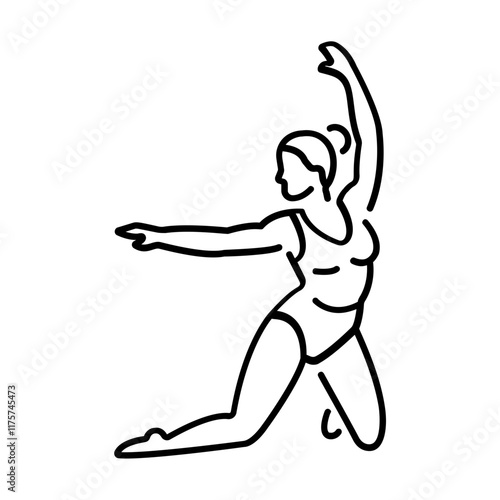 A woman perform expressive gymnastics icon in line style 