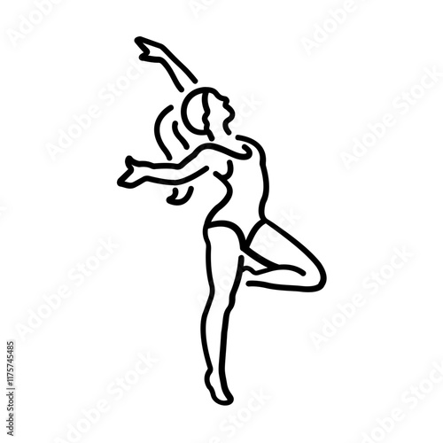 A woman perform gymnastics icon in linear style 