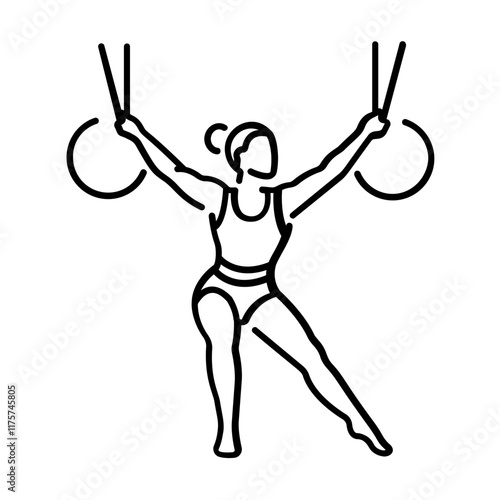 A professional woman showing her acrobatic skill icon in line style 