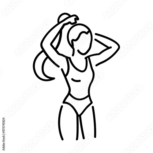 A linear icon of female gymnastic hairstyle 