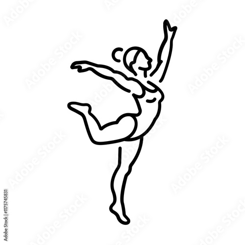 Acrobatic girl icon in linear style 