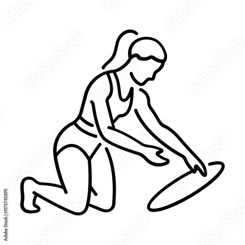 A line icon of female character performing acrobatic display 