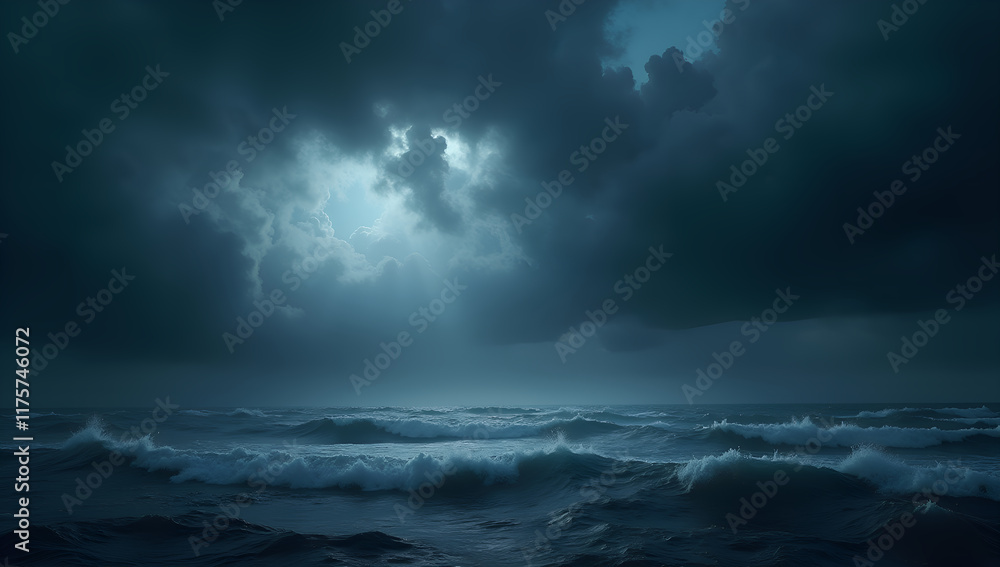 Nature's Tension: Dark Clouds and Furious Sea Nature's Tension: Dark Clouds and Furious Sea
