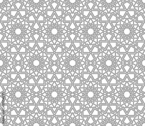 PNG seamless geometric pattern. Girih-5. Girih-6. Background illustration. Seamless girih pattern. Traditional Islamic Design. Mosque decoration element. Seamless geometric pattern.  photo