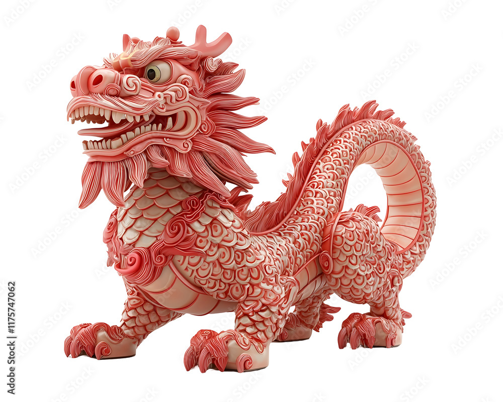Vibrant 3D Red Chinese Dragon for Lunar New Year Festival Parade Vibrant 3D Red Chinese Dragon for Lunar New Year Festival Parade