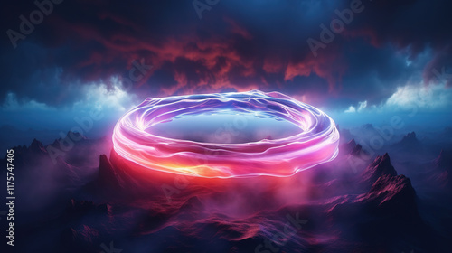 Wallpaper Mural Glowing Ring Above Majestic Mountains Torontodigital.ca